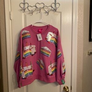 QUEEN OF SPARKLES Pink Rainbow Cake Sweatshirt